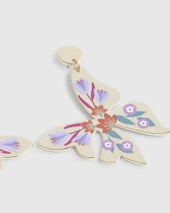 Gold Painted Enamel Butterfly Earrings