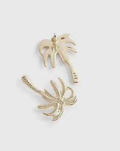 Gold Palm Tree Stud Earrings