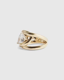 Gold Pear Diamond Simulant Wrap Ring