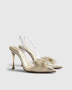Gold Perspex Butterfly Court Heels