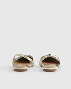 Gold Perspex Sling Back Flat Shoes