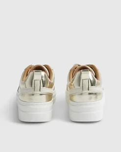 Gold Platform Lace Up Trainers