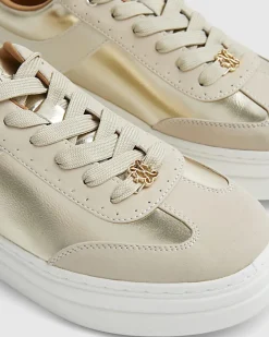 Gold Platform Lace Up Trainers