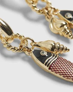 Gold Sardine Cluster Drop Earrings