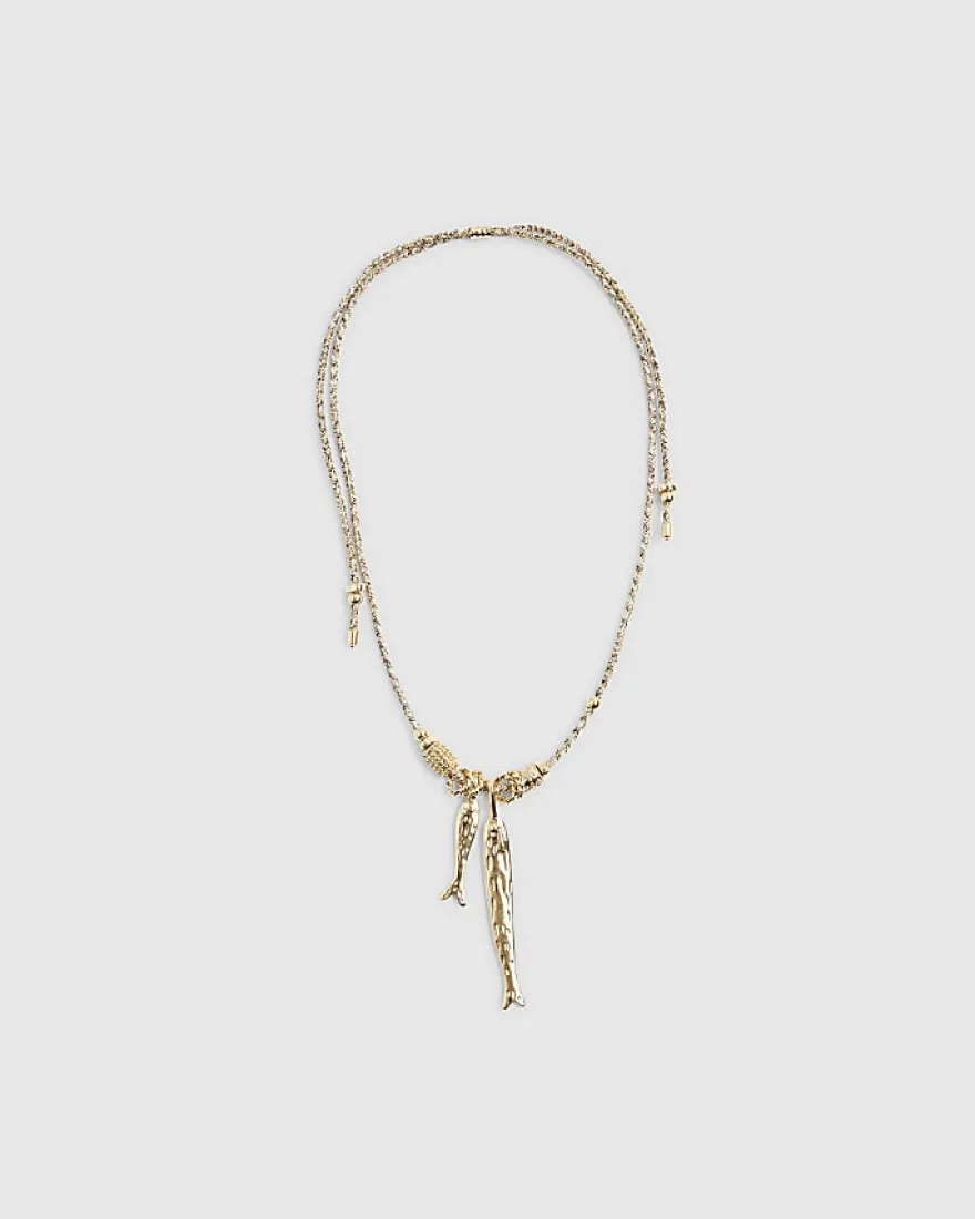 Gold Sardine Corded Necklace