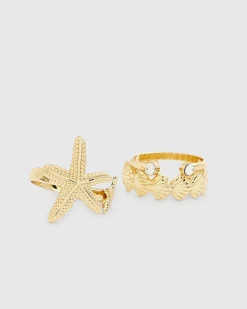 Gold sea life toe rings