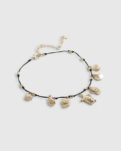 Gold Shell Charm Cord Anklet