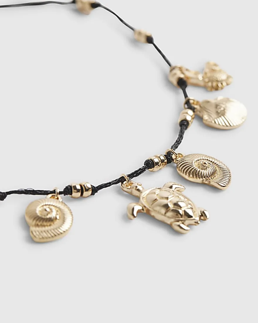 Gold Shell Charm Cord Anklet
