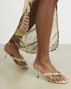 Gold Shell Toe Thong Heeled Sandals