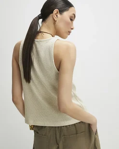 Gold Sleeveless Metallic Vest Top