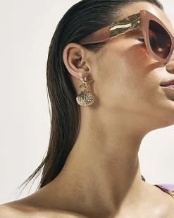 Gold Starfish Shell Drop Earrings