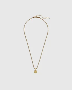 Gold Steel Hexagon Pendant Necklace