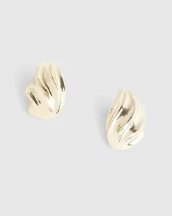 Gold Swirl Domed Stud Earrings