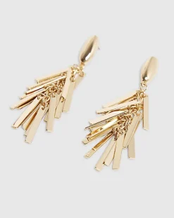 Gold Tassel Bar Drop Earrings