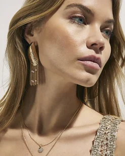 Gold Tassel Mussel Shell Earrings