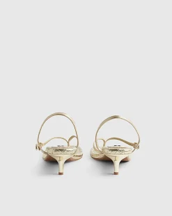 Gold Toe Thong Low Heeled Sandals