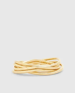 Gold Wave Bangle Stack