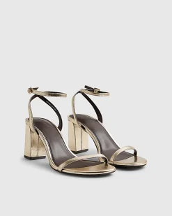 Gold Wide Fit Open Toe Heeled Sandals