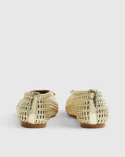 Gold Woven Flat Ballet Pumps