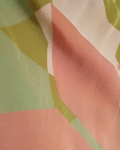 Green Asymmetric Placed Print Top