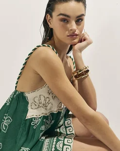 Green Beaded Mini Beach Dress