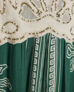 Green Beaded Mini Beach Dress