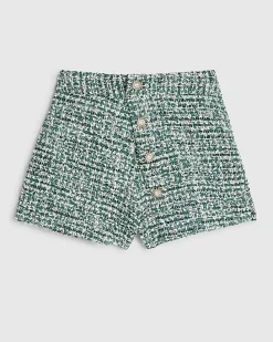 Green Boucle Wrap Over Shorts