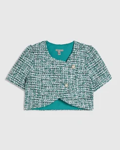 Green Boucle Wrap Over Top