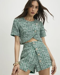 Green Boucle Wrap Over Top