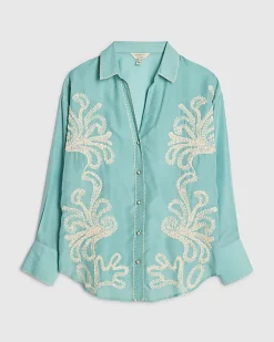 Green Broderie Long Sleeve Shirt