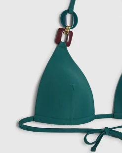 Green Buckle Trim Bikini Bottoms