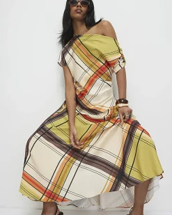 Green Check Maxi Skirt