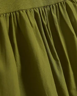 Green Cotton Sleeveless Whipstitch Maxi Dress