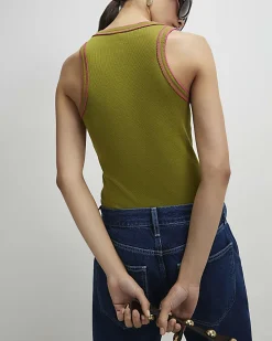 Green Cotton Whipstitch Tank Top