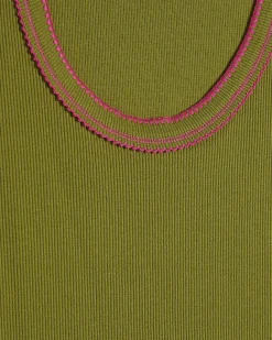 Green Cotton Whipstitch Tank Top
