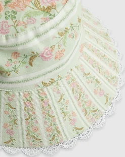 Green Ditsy Floral Cotton Sun Hat