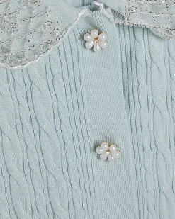 Green Embellished Collar Cardigan