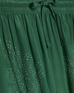 Green Embellished Wide Leg Trousers