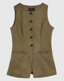 Green Faux Suede Waistcoat