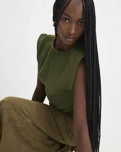 Green Fitted Knit Sleeveless Top