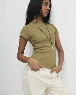 Green Fitted Rib T-Shirt