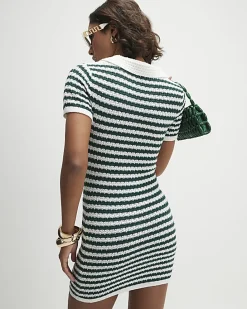 Green Knitted Polo Mini Dress