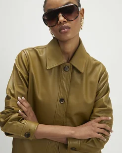 Green Leather Overshirt