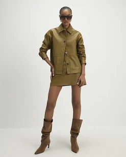 Green Leather Overshirt