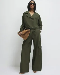 Green Linen Blend Swing Jacket
