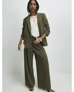 Green Long Sleeve Ruched Blazer