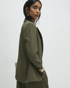 Green Long Sleeve Ruched Blazer