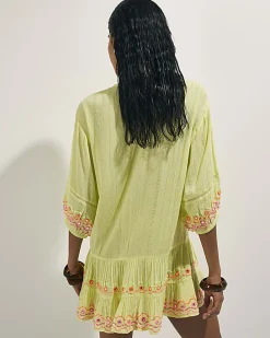 Green Mirror Embellished Mini Beach Dress