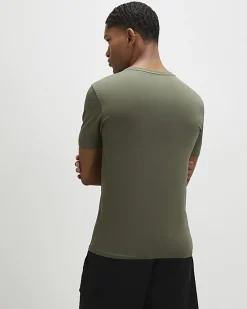 Green Muscle Fit Essential V Neck T-Shirt