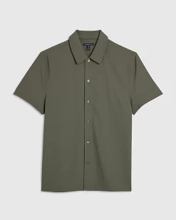 Green Muscle Fit Stretch Ribbed Shirt